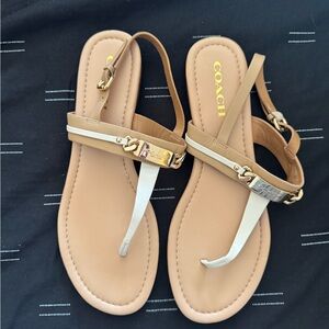 Coach Women's Sandals in Tan and Gold